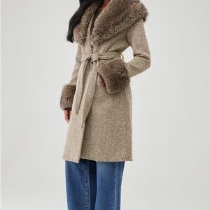 ÊTRE AIMÉ X UNREAL FUR TWEED FAUX FUR COAT SZ XL